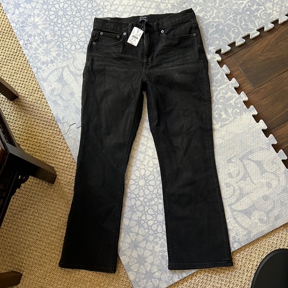 J Crew high rise, crop flare, black jeans size 28